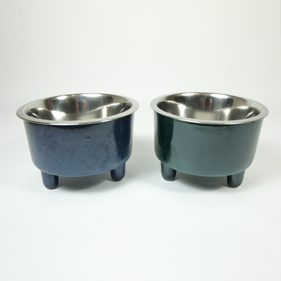 Dog Bowl with legs - Blue